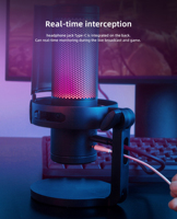 Microphone de jeu USB filaire léger à condensateur cardioïde en plastique GM7 avec support antichoc RGB pour ordinateur de bureau et streaming sur smartphone
