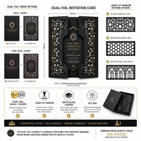 Juego de Invitaciones de Boda con Doble Lámina Dorada y Plateada |   Vinilo Mate Negro para Ventanas, Corte Láser, 600gsm, Venta al Por Mayor para Empresas