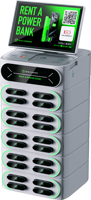 Station de recharge de batteries externes à écran tactile intégré, 20 emplacements, empilable, pour partage de batteries externes, borne de recharge de téléphones portables, kiosque de partage de batteries externes