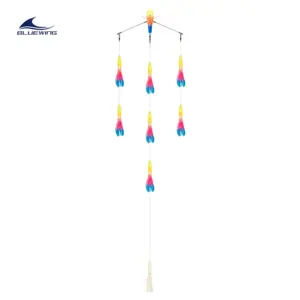 BLUEWING 18" Fishing Spreader Bar Splahser 6"/9" Bulb Squids 18 Inch Offshore Trolling Spreader Bar Fishing For Tuna Wahoo Mahi