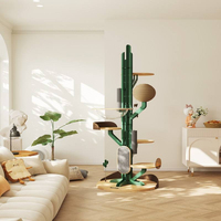 Arbre à chat de luxe moderne de 201 cm de haut à 6 niveaux en bois massif, tour de griffoir robuste et stable pour grands chats d'intérieur