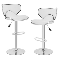 Tabouret de bar moderne en cuir PU avec dossier incurvé en forme de papillon, réglable hydrauliquement, pivotant, avec repose-pieds chromé pour cuisine et café