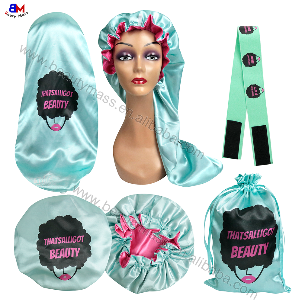 hair bonnet satin custom logo