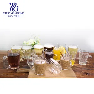 nice designs Big mugs shot glass custom 15oz beer mug wholesale drinking tea glass with handle for home or bar juice glass mug