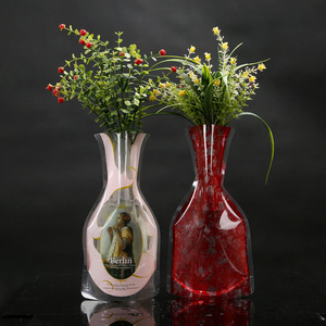 Vase à fleurs pliable en plastique PVC écologique Décoration de la maison étanche à l'humidité Vases pliants à pochette debout - Product Image 4