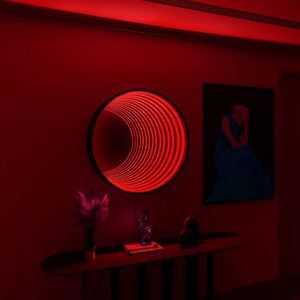 Direktverkauf ab Werk <span class=keywords><strong>LED</strong></span> Moderne RGB 30CM Kreis Geometrische Spiegel-Tunnel-Lampe Wohnzimmer Schlafzimmer Wandlampen Mit Fernbedienung - Product Image 2
