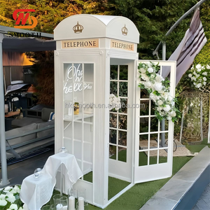 Cabina Telefónica Blanca para Eventos y Bodas al Aire Libre, Marco Metálico, Fondo Decorativo, Exhibición de Cabina Telefónica - Product Image 1