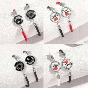 Soleil et Lune Acier Inoxydable Pierres Précieuses Amoureux Ami Bracelet Tressé Bracelet Saint Valentin Couple Amour Bracelet Lumineux - Product Image 2