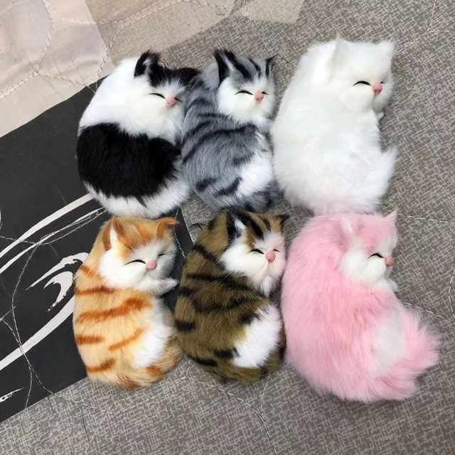 Factory Price Cat Model Mobile Phone Stand Simulation Plush Cat Toy Realistic Furry Imitation Pet Home Decor Kids Gift