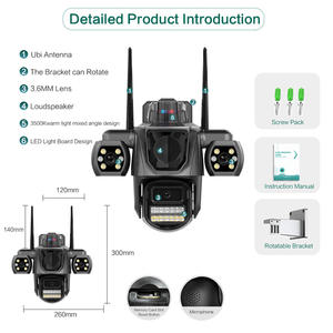 9MP屋外ワイヤレス監視カメラ 家庭用5K超高画質wifiネットワークICSEEセキュリティ三眼三画面ptz 3MPカメラ - Product Image 4
