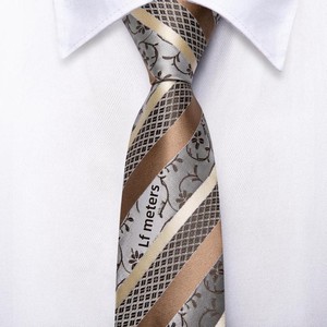 Cravatta Casual per Bambini e Ragazzi Hi-Tie, <span class=keywords><strong>Costume</strong></span> per Studenti, Esibizioni sul Palco, Uniforme a Righe Nere e Oro, Motivo Paisley in Poliestere - Product Image 1