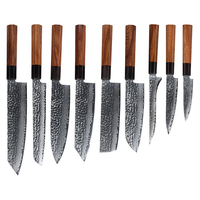Nouveaux ensembles de couteaux de cuisine en acier Damas VG10 avec manche en bois d'ébène