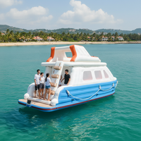 Bateau de fête flottant gonflable en PVC sur mesure, type yacht à deux étages, grand modèle avec escalier, robuste, OEM et garantie 1 an