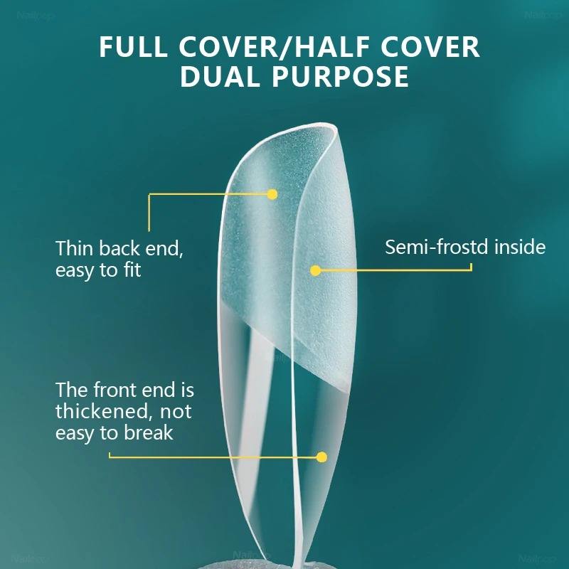 Nailpop 120pcs Transparent False Nails Acrylic Clear Artificial Fingernails Full Cover Medium Short Nails Coffin Nail Tips