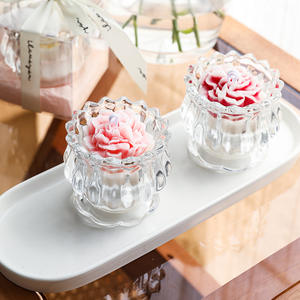 Bougie d'aromathérapie en cire modelée en forme de fleur de porcelaine européenne, œillet, luxueuse, faite à la main, naturelle, non toxique, haut de gamme pour la maison - Product Image 1