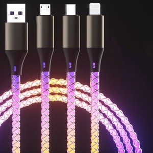 Câble de données lumineux tressé coloré, compatible avec Apple Type-C Android, câble de charge rapide, câble de charge lumineux à effet respirant - Product Image 6