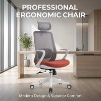 Chaise de bureau ergonomique en maille avec appui-tête, siège respirant, chaise de bureau pivotante réglable pour la maison, le bureau et l'étude