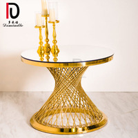 Moderne or cadre miroir en acier inoxydable de décoration de mariage de table de gâteau