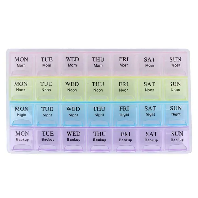 Wholesale Weekly Pill Organizer 7 Day with 28 Compartments Plastic Pill Box