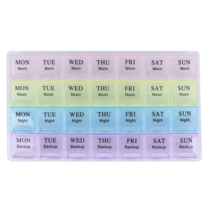 Wholesale Weekly Pill Organizer 7 Dayと28 Compartments Plastic Pill Box