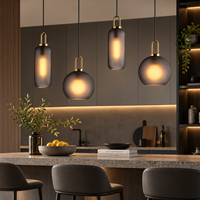 Luminaire suspendu en verre nordique moderne, lampe suspendue LED minimaliste avec lumière chaude pour salle à manger, chambre à coucher, comptoir de bar