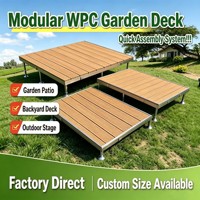 Système de plateforme de terrasse modulaire WPC à hauteur réglable et équilibrée, avec revêtement co-extrudé pour cours, pelouses, camping, piscines et villas