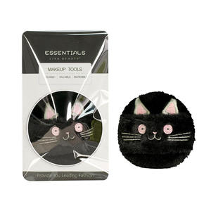 Puff cosido gato negro lindo diseño personalizado algodón y microfibra suave <span class=keywords><strong>maquillaje</strong></span> Puff para polvos sueltos - Product Image 2
