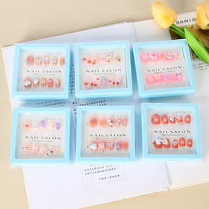 Uñas Postizas de Marcas Japonesas y Coreanas, Diseño de Dibujos Animados, Colores Mezclados, Longitud Media, Decoradas con Lentejuelas, para Mujeres y Niñas - Product Image 2