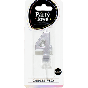 Candela Numero 4 in Argento per Feste, Candele di Compleanno da 4,5 Cm, Vela - Product Image 3