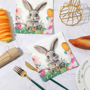 Animal Cartoon Bunny Printed Paper Napkins 330mm Easter Party Disposable Serviettes - Product Image 3