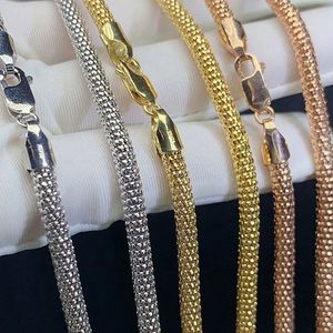 สร้อยคอทองคำแท้ 18K แบบตาข่ายทรงกลมขนาด 2.5 มม. 3.7 มม. สำหรับผู้ชายและผู้หญิง ยี่ห้อซินฟลาย ผลิตตามสั่ง - Product Image 2
