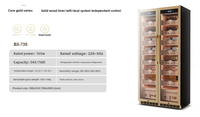 Armoire à cigares haut de gamme à double porte, réfrigération par compresseur, contrôle réglable de la température et de l'humidité, écran tactile, 14 étagères, pour vin