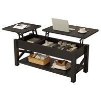 Table basse 47,2 pouces, table centrale de style farmhouse à plateau relevable à deux voies avec compartiment caché, étagère ouverte et support en bois en forme de X pour le salon