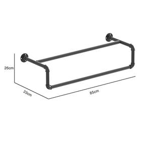קיר רכוב כבד יחיד מתלה בגד יחיד צינור תעשייתי שחור עיצוב פשוט מוט תליית 15 ק "ג עומס - Product Image 4