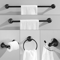 Ensemble de salle de bain vintage 5 pièces en métal chromé : porte-serviettes, barre porte-serviettes, porte-papier toilette, crochets et étagère à serviettes