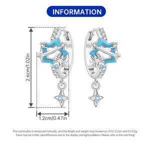 Nuevos Pendientes de Aro con Diseño de Planeta Azul y Circonita Blanca de Corte Redondo, Serie Cielo Estrellado, Joyería Creativa para Mujer - Product Image 5