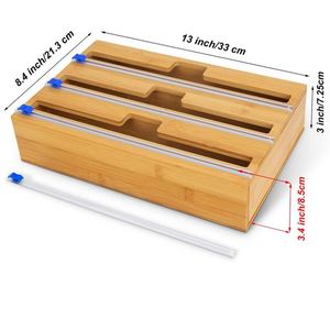 Kitchen Organizer Wrap Dispenser 3 in 1 Bamboo Wrap Dispenser with Cutter and Labels - Product Image 2