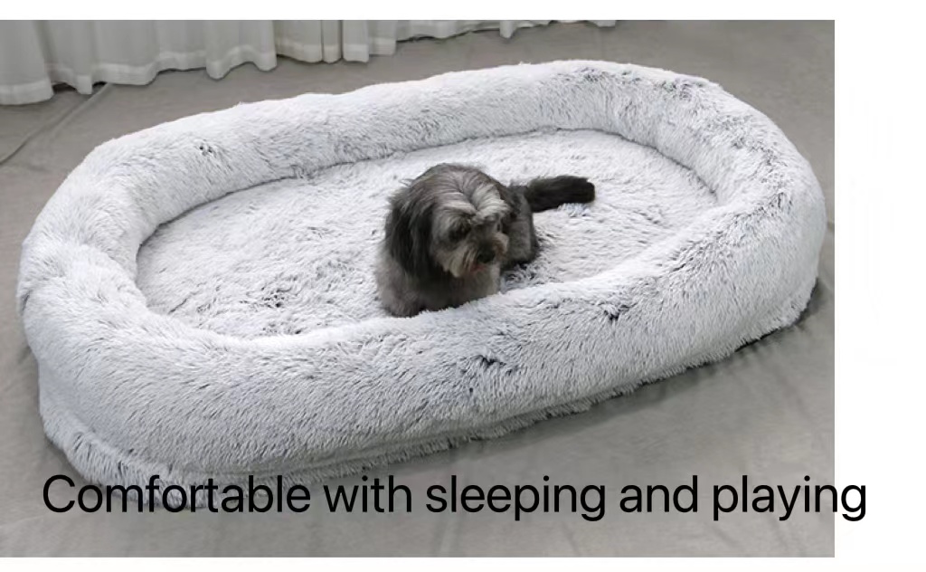 Wholesale High Quality 160cm Human Washable Non-Slip Long Plush Giant Fluffy Pet Bed For Cats And Dogs
