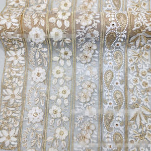 Nastro in Organza con Paillettes Oro e Argento, Ricamo Floreale Etnico per Colletti di Abbigliamento, Accessori per Scarpe e Borse - Product Image 4