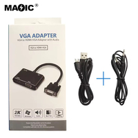 2023 Neswest Magelei OEM VGA Male ke HDMI VGA Female 2 in 1 Adapter Converter VGA 2 in 1 Hub untuk Monitor TV Proyektor