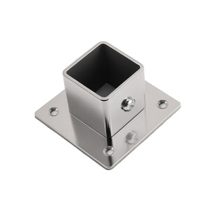 Stainless Steel Square Flange Base 40mm Polished Wardrobe <b>Hanging</b> Rod Support <b>Bracket</b> Cupboard Fixing Seat - Product Image 1