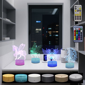 Lampe de table <span class=keywords><strong>licorne</strong></span> créative 3D LED avec télécommande tactile, changement de couleur, piles AAA pour lampe de chevet - Product Image 1