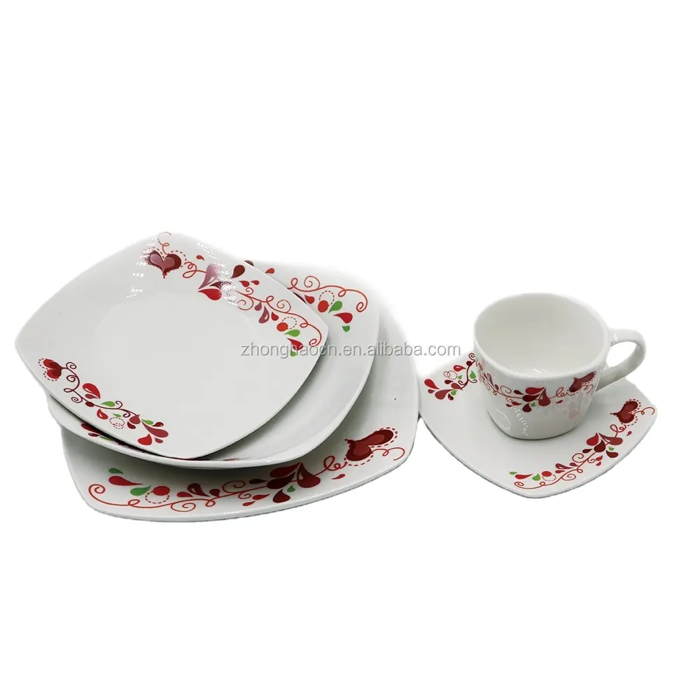 パーソナライズされた正方形の形の皿プレートセラミックカスタム食器セット食器パーティーカントリーラウンド持続可能なディナーウェアセット