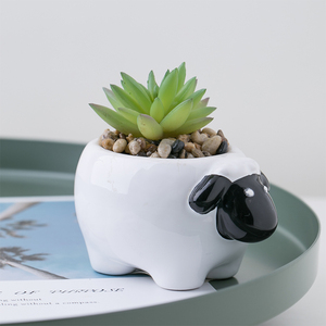 Macetas decorativas para el hogar, macetas de flores pequeñas de oveja con plantas artificiales - Product Image 2