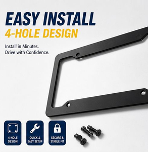 Porta <span class=keywords><strong>Targa</strong></span> Auto in Lega di Alluminio Nero con Bordo Largo Standard USA, 4 Fori Rotondi, Cornice per <span class=keywords><strong>Targa</strong></span> all'Ingrosso - Product Image 5