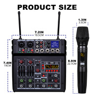 Console de mixage audio mini professionnelle 4 canaux pour microphone sans fil USB DSP, construction métallique, suppression du bruit pour studio