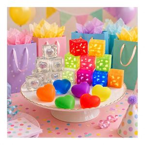 Rainbow Box Luminous Heart Squeeze Toy Glow Cube Stress Ball <b>Squishy</b> Fidget Sensory Kids Gift Retail Display Supplier - Product Image 6