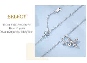 महिलाओं के लिए आइस हाई ज्रकॉन हार, चार पत्ती क्लैवर डबल पेलेंट s925 स्टर्लिंग सिल्वर नेकलेस - Product Image 5