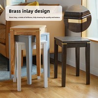 Tabouret de salle à manger carré empilable en bois massif, design moderne et simple, ottoman confortable pour la maison, démontable et assemblable