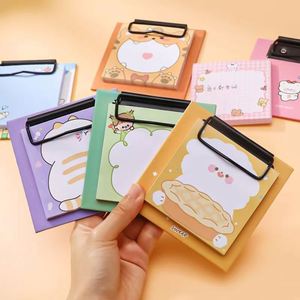 30sheets Cute Cartoon Plaid Print Mini Clipboard Sticky Note Set Loose Leaf Portable Square <b>Memo</b> <b>Pads</b> Metal - Product Image 6